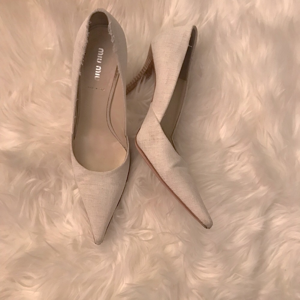 Miu Miu Distressed Canvas Heels